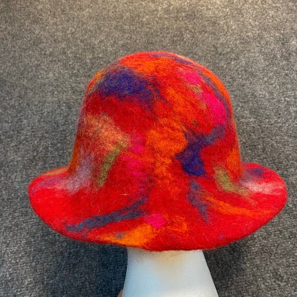 Handmade Colorful Tie Dye Merino Wool Felted Sauna Cap Bucket Hat One of a Kind main image 5